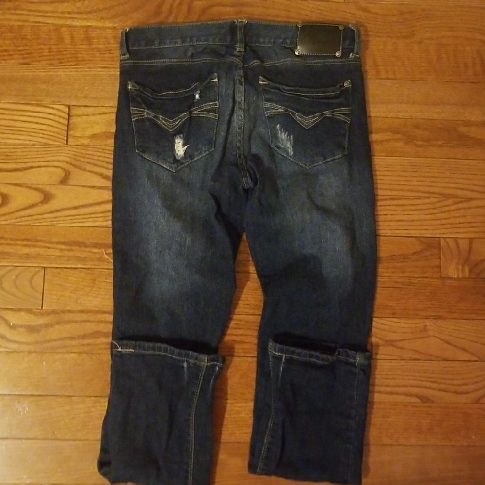 Red Rivet Distressed Jeans - Picture 3 of 5